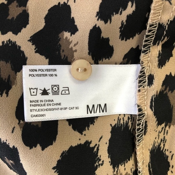 🎄Alfred Sung animal print shirt  brown/black SZ M - Picture 8 of 9